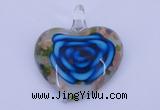 LP27 12*38*43mm heart inner flower lampwork glass pendants