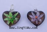 LP29 16*32*42mm heart inner flower lampwork glass pendants