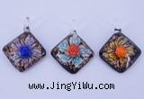 LP57 12*36*46mm diamond inner flower lampwork glass pendants
