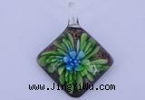 LP63 12*39*50mm diamond inner flower lampwork glass pendants