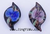 LP85 14*27*50mm leaf inner flower lampwork glass pendants