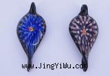 LP93 11*28*63mm leaf inner flower lampwork glass pendants