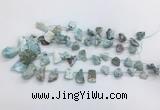 LRBS02 Top drilled 12*16mm - 20*25mm freeform larimar gemstone beads