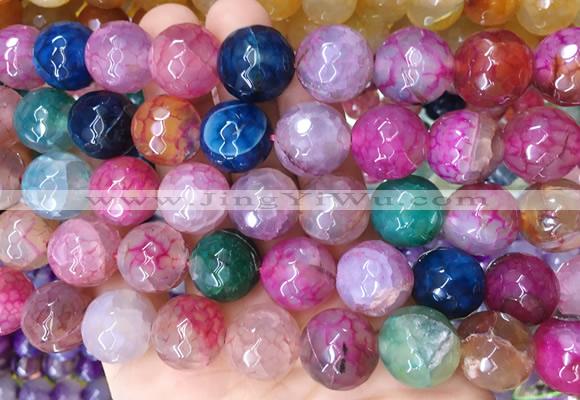 LSBS143 15 inches 16mm faceted round agate gemstone beads wholesale