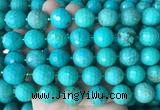LSBS180 15 inches 16mm faceted round green howlite turquoise beads wholesale
