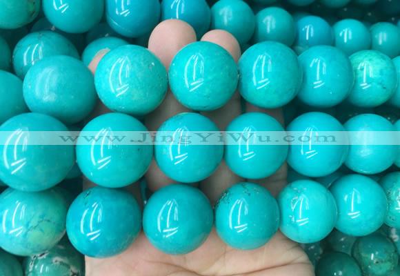 LSBS183 15 inches 20mm round green howlite turquoise beads wholesale