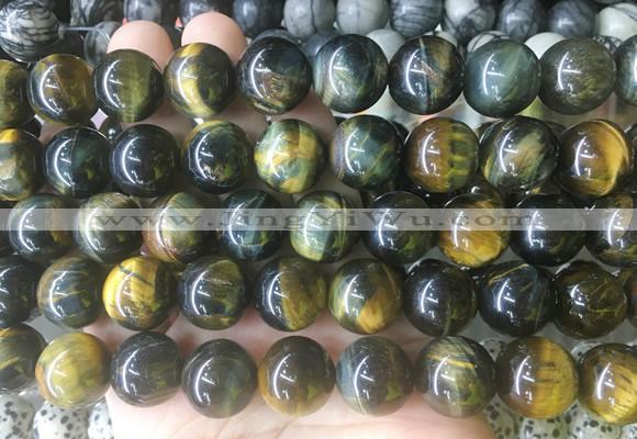 LSBS207 15 inches 16mm round yellow blue tiger eye gemstone beads wholesale