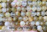 LSBS240 15 inches 14mm round yellow gum flower crystal beads wholesale