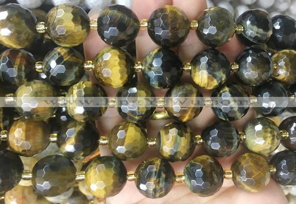 LSBS25 15 inches 16mm faceted round yellow & blue tiger eye beads wholesale