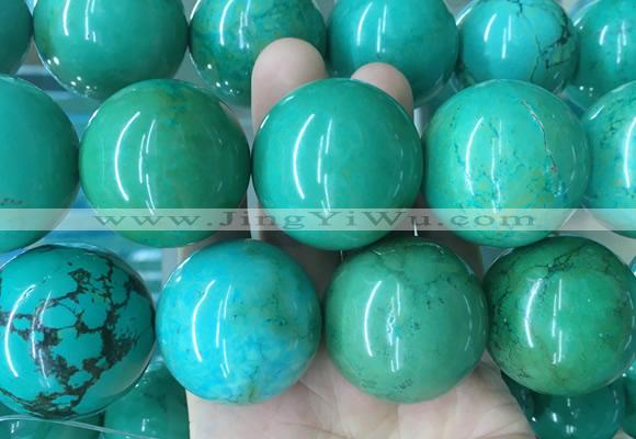 LSBS280 15 inches 34mm round green howlite turquoise gemstone beads wholesale