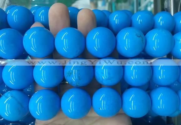LSBS285 15 inches 22mm round dark blue howlite turquoise gemstone beads wholesale