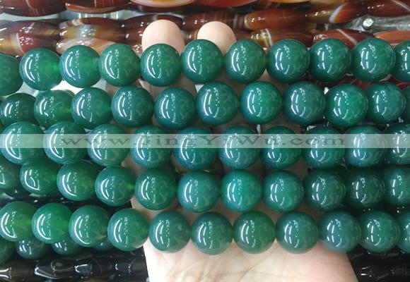 LSBS296 15 inches 14mm round green agate gemstone beads wholesale