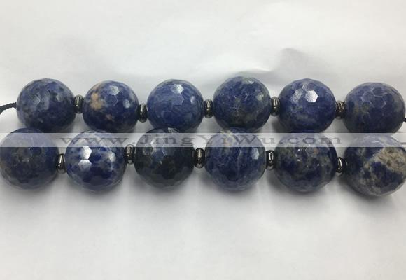 LSBS329 7.5 inches 30mm faceted round sodalite gemstone beads wholesale
