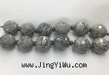 LSBS330 7.5 inches 30mm faceted round grey picture jasper gemstone beads wholesale LSBS330 7.5 inches 30mm faceted round grey picture jasper gemstone beads wholesale