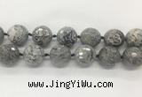 LSBS336 15 inches 25mm faceted round Grey picture jasper gemstone beads wholesale LSBS336 15 inches 25mm faceted round Grey picture jasper gemstone beads wholesale