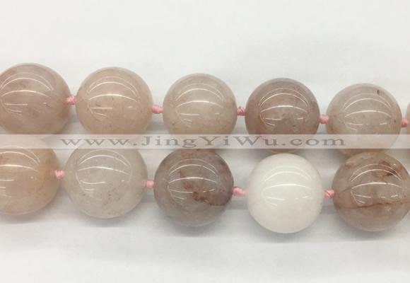 LSBS341 15 inches 30mm round Pink quartz gemstone beads wholesale