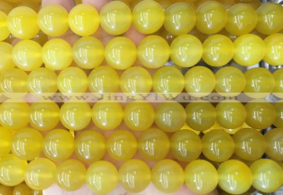 LSBS355 15 inches 14mm round yellow agate gemstone beads wholesale