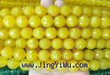 LSBS364 15 inches 14mm faceted round yellow agate gemstone beads wholesale