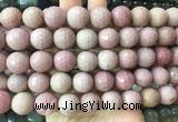 LSBS369 15 inches 16mm faceted round pink wooden jasper beads wholesale
