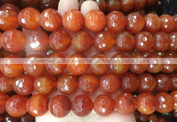 LSBS371 15 inches 16mm faceted round red agate gemstone beads wholesale