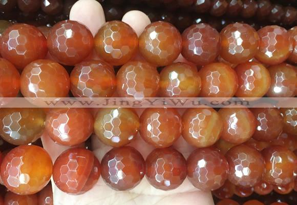 LSBS379 15 inches 20mm faceted round red agate gemstone beads wholesale