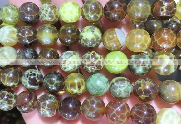 LSBS385 15 inches 14mm round dragon veins agate gemstone beads wholesale