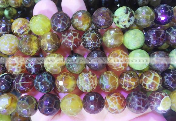 LSBS392 15 inches 14mm faceted round dragon veins agate gemstone beads wholesale