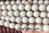 LSBS62 15 inches 16mm round white fossil jasper gemstone beads wholesale