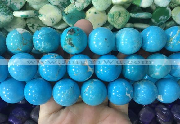 LSBS661 15 inches 20mm round howlite turquoise gemstone beads wholesale