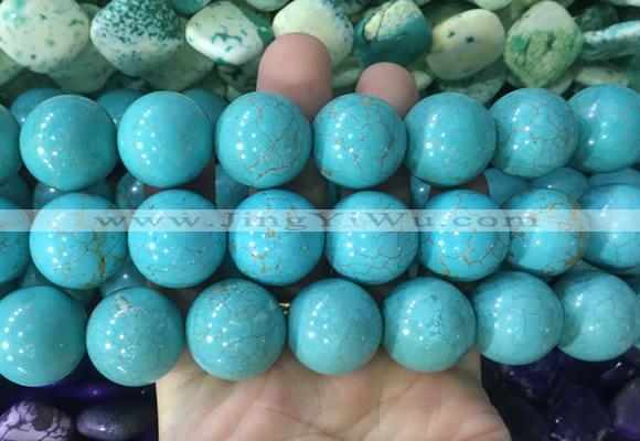 LSBS662 15 inches 20mm round howlite turquoise gemstone beads wholesale
