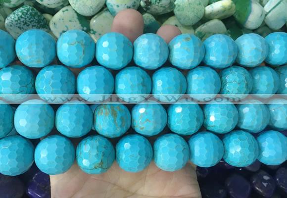 LSBS671 15 inches 18mm faceted round synthetic turquoise gemstone beads wholesale