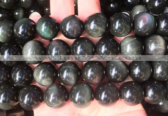 LSBS68 15 inches 16mm round rainbow obsidian gemstone beads wholesale