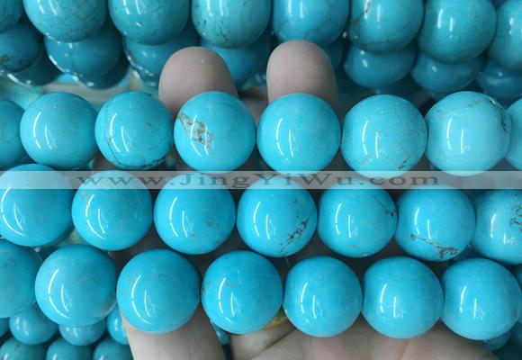 LSBS693 15 inches 20mm round howlite turquoise gemstone beads wholesale