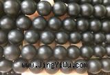 LSBS703 15 inches 16mm round matte black agate gemstone beads wholesale