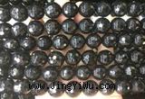LSBS714 15 inches 14mm faceted round black agate gemstone beads wholesale