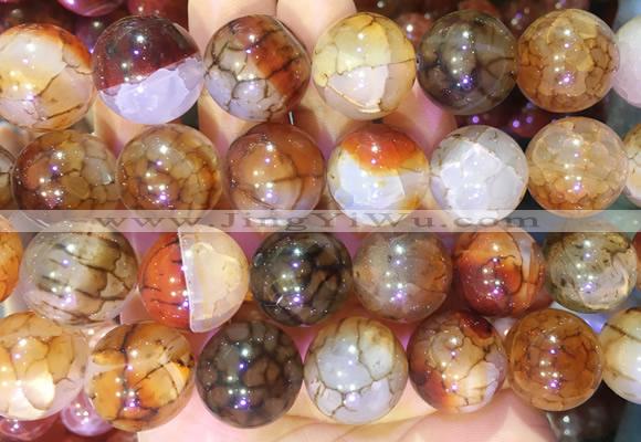 LSBS76 15 inches 20mm round coffee dragon veins agate beads wholesale