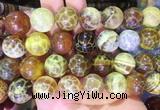 LSBS78 15 inches 18mm round yellow dragon veins agate beads wholesale