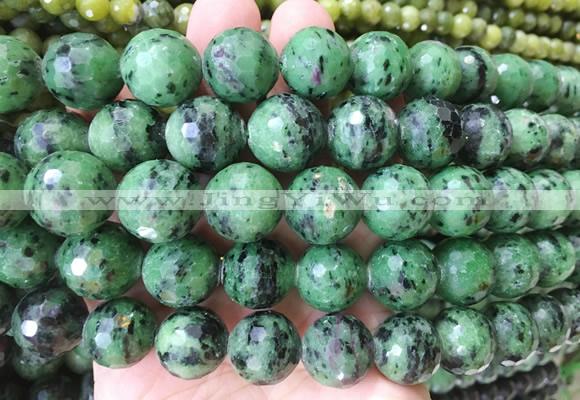 LSBS86 15 inches 16mm faceted round ruby zoisite beads wholesale