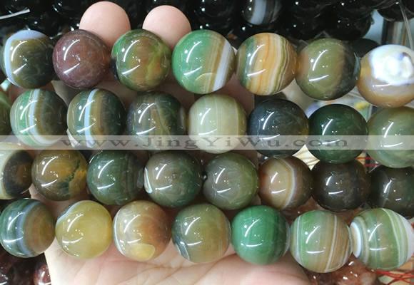 LSBS929 15 inches 18mm round banded agate gemstone beads wholesale