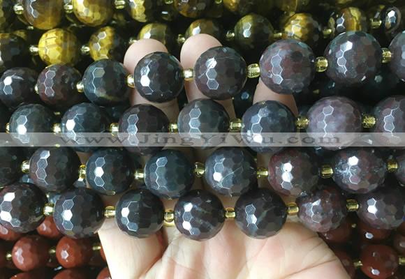 LSBS938 15 inches 16mm faceted round Brecciated jasper gemstone beads wholesale