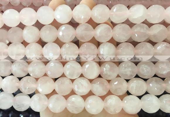 LSBS951 15 inches 14mm faceted round rose quartz gemstone beads wholesale
