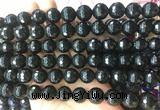 LSBS952 15 inches 14mm faceted round black agate gemstone beads wholesale