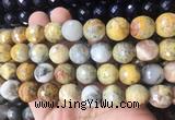 LSBS954 15 inches 14mm faceted round yellow crazy lace agate gemstone beads wholesale LSBS954 15 inches 14mm faceted round yellow crazy lace agate gemstone beads wholesale