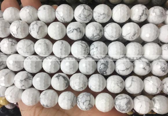 LSBS960 15 inches 14mm faceted round white howlite gemstone beads wholesale
