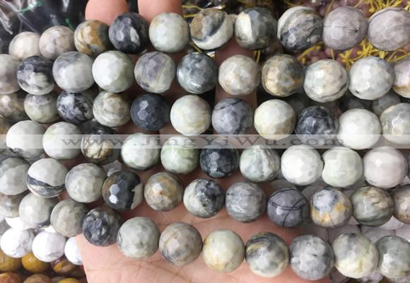 LSBS961 15 inches 14mm faceted round picasso jasper gemstone beads wholesale