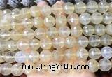 LSBS973 15 inches 14mm faceted round yellow cherry quartz gemstone beads wholesale