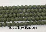 LVBS07 6mm, 8mm, 10mm, 12mm, 14mm, 16mm, 18mm & 20mm round dark green lava beads