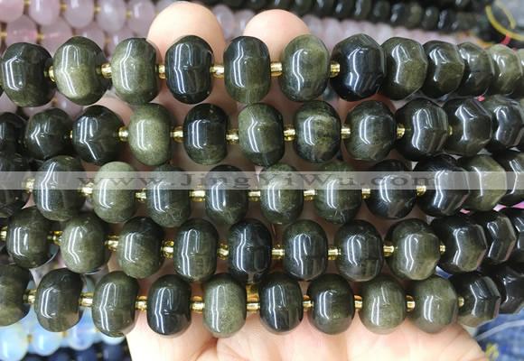 MEBS18 15 inches 8*12mm pumpkin golden obsidian beads wholesale