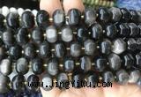 MEBS19 15 inches 8*12mm pumpkin silver obsidian beads wholesale