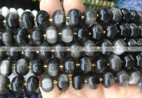 MEBS19 15 inches 8*12mm pumpkin silver obsidian beads wholesale